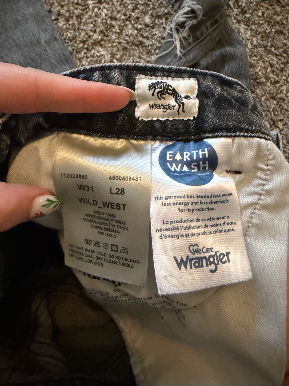 Wrangler Gray Acid Wash High-Rise Straight Jeans - Picture 3 of 4